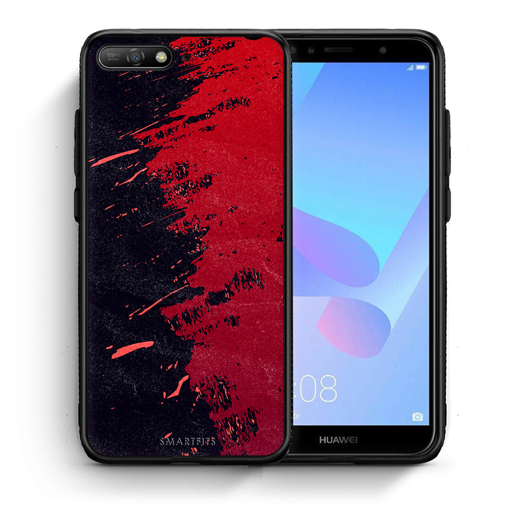 Θήκη Αγίου Βαλεντίνου Huawei Y6 2018 Red Paint από τη Smartfits με σχέδιο στο πίσω μέρος και μαύρο περίβλημα | Huawei Y6 2018 Red Paint case with colorful back and black bezels