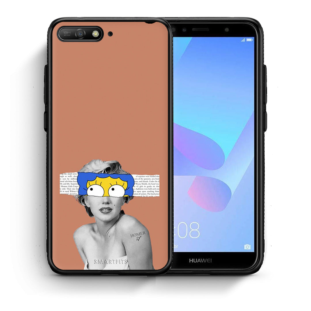 Θήκη Huawei Y6 2018 Sim Merilyn από τη Smartfits με σχέδιο στο πίσω μέρος και μαύρο περίβλημα | Huawei Y6 2018 Sim Merilyn case with colorful back and black bezels