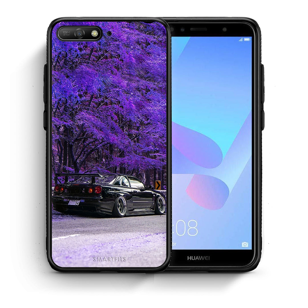Θήκη Αγίου Βαλεντίνου Huawei Y6 2018 Super Car από τη Smartfits με σχέδιο στο πίσω μέρος και μαύρο περίβλημα | Huawei Y6 2018 Super Car case with colorful back and black bezels