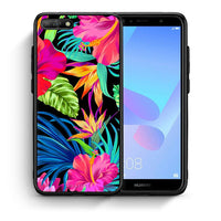 Thumbnail for Θήκη Huawei Y6 2018 Tropical Flowers από τη Smartfits με σχέδιο στο πίσω μέρος και μαύρο περίβλημα | Huawei Y6 2018 Tropical Flowers case with colorful back and black bezels