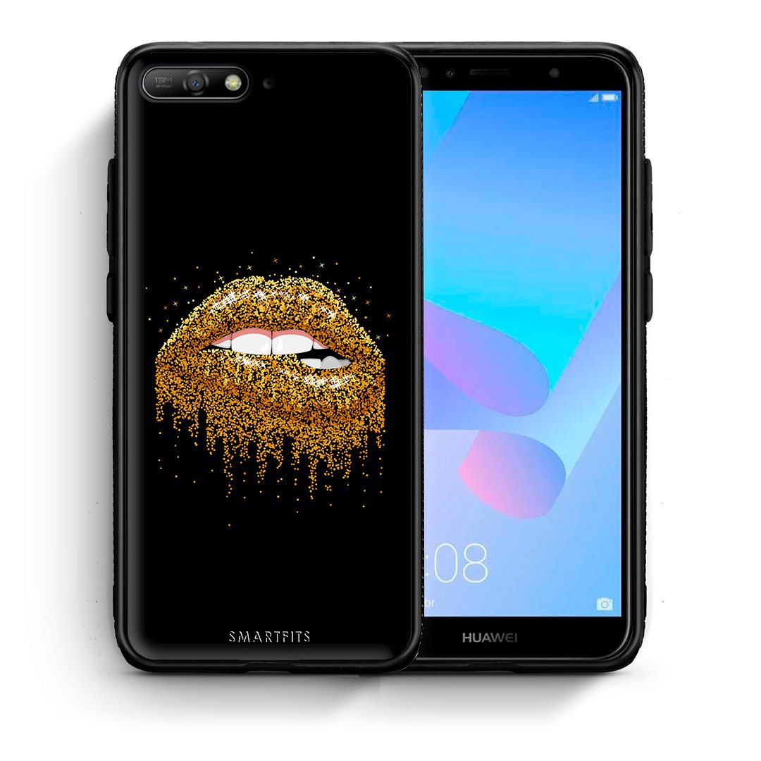 Θήκη Huawei Y6 2018 Golden Valentine από τη Smartfits με σχέδιο στο πίσω μέρος και μαύρο περίβλημα | Huawei Y6 2018 Golden Valentine case with colorful back and black bezels