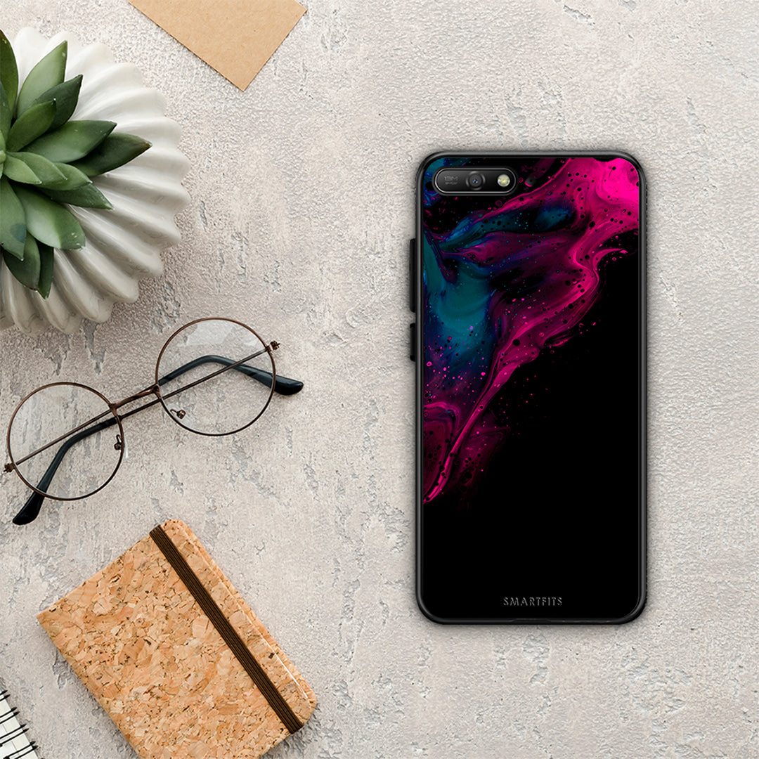 Watercolor Pink Black - Huawei Y6 2018 / Honor 7A case