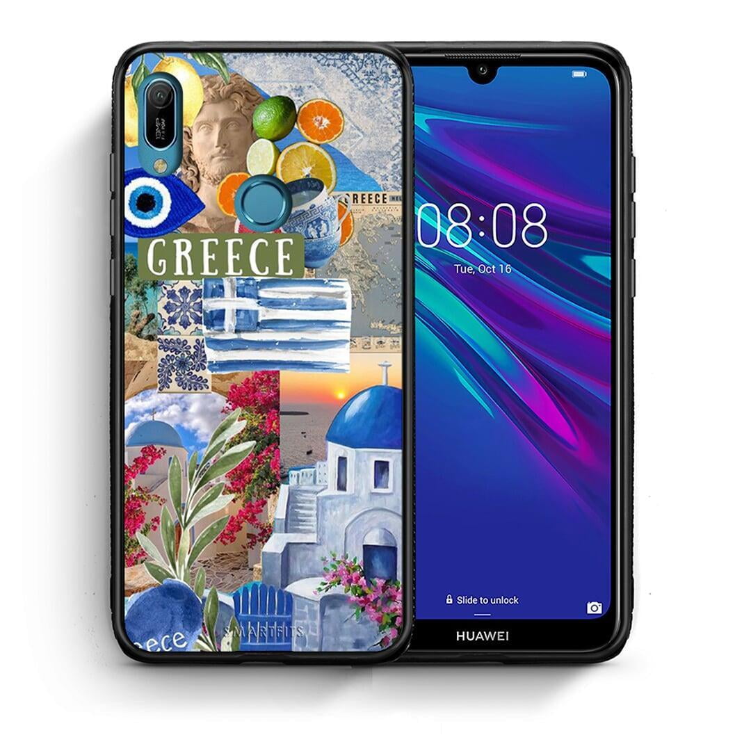 Θήκη Huawei Y6 2019 All Greek από τη Smartfits με σχέδιο στο πίσω μέρος και μαύρο περίβλημα | Huawei Y6 2019 All Greek case with colorful back and black bezels