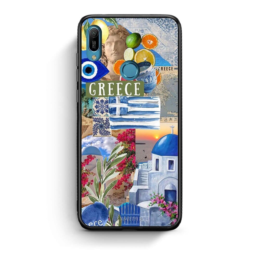 Huawei Y6 2019 All Greek Θήκη από τη Smartfits με σχέδιο στο πίσω μέρος και μαύρο περίβλημα | Smartphone case with colorful back and black bezels by Smartfits