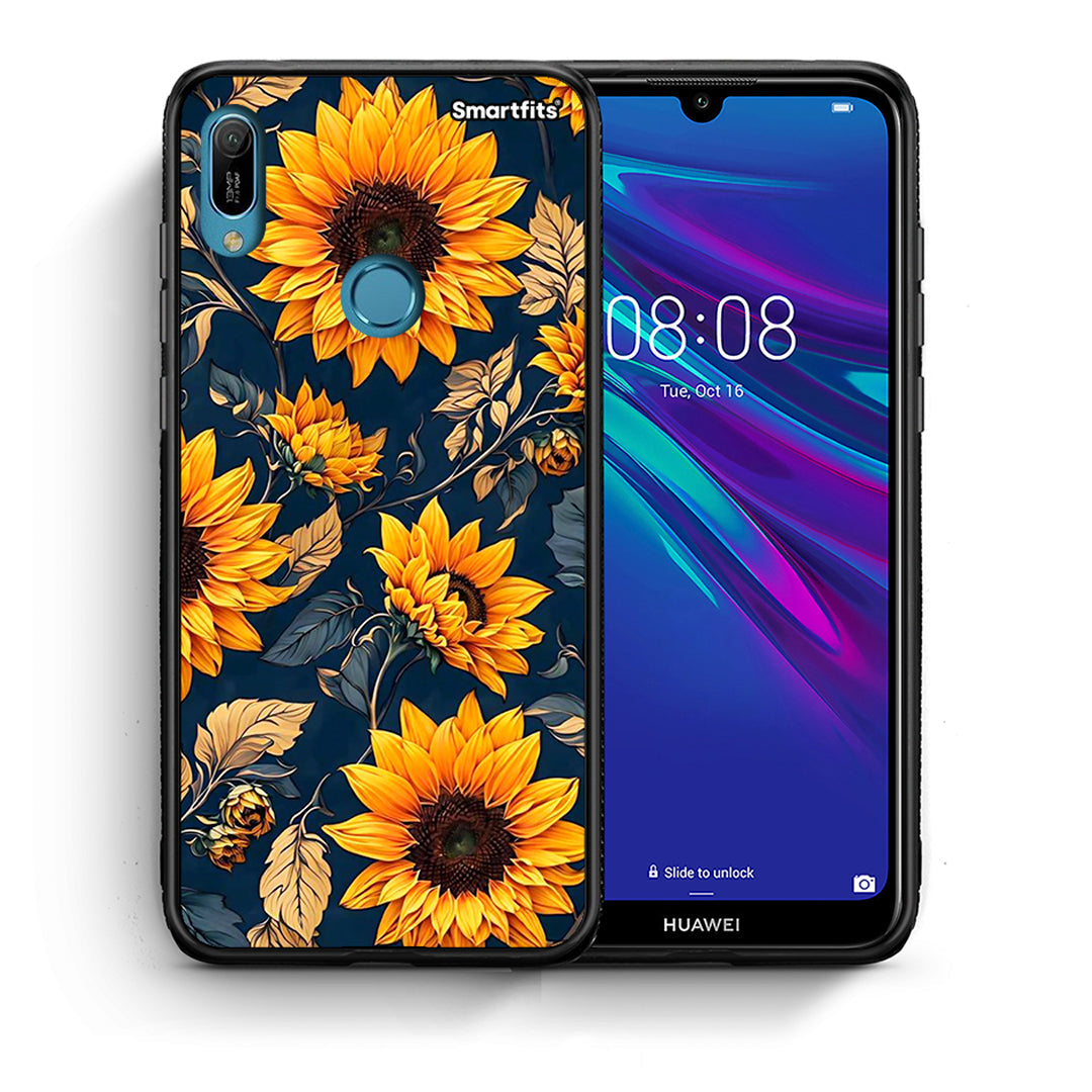 Θήκη Huawei Y6 2019 Autumn Sunflowers από τη Smartfits με σχέδιο στο πίσω μέρος και μαύρο περίβλημα | Huawei Y6 2019 Autumn Sunflowers case with colorful back and black bezels