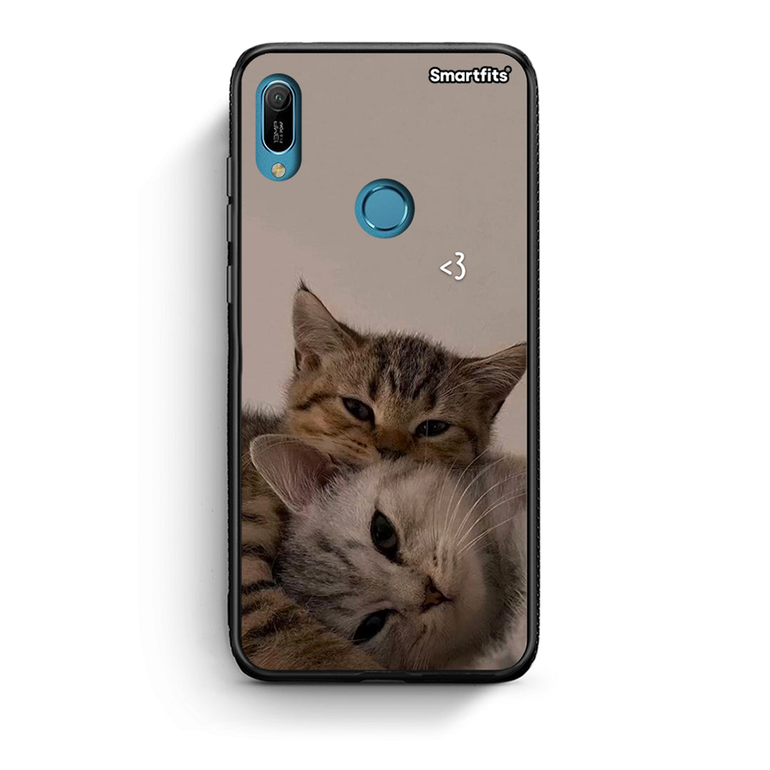 Huawei Y6 2019 Cats In Love Θήκη από τη Smartfits με σχέδιο στο πίσω μέρος και μαύρο περίβλημα | Smartphone case with colorful back and black bezels by Smartfits