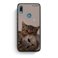 Thumbnail for Huawei Y6 2019 Cats In Love Θήκη από τη Smartfits με σχέδιο στο πίσω μέρος και μαύρο περίβλημα | Smartphone case with colorful back and black bezels by Smartfits