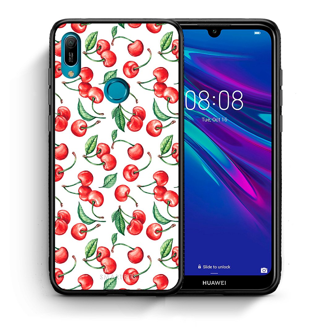 Θήκη Huawei Y6 2019 Cherry Summer από τη Smartfits με σχέδιο στο πίσω μέρος και μαύρο περίβλημα | Huawei Y6 2019 Cherry Summer case with colorful back and black bezels