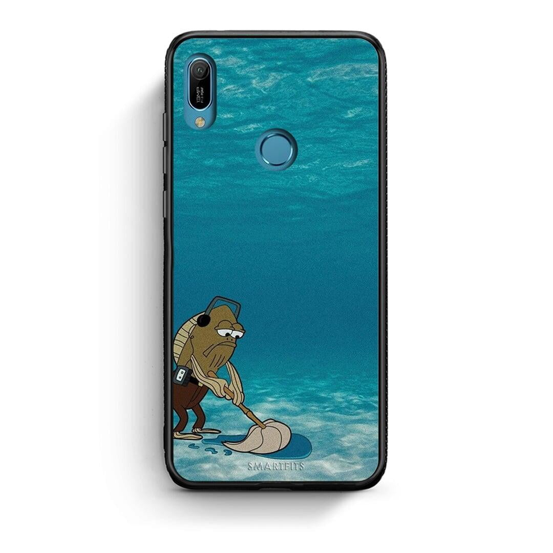 Huawei Y6 2019 Clean The Ocean Θήκη από τη Smartfits με σχέδιο στο πίσω μέρος και μαύρο περίβλημα | Smartphone case with colorful back and black bezels by Smartfits