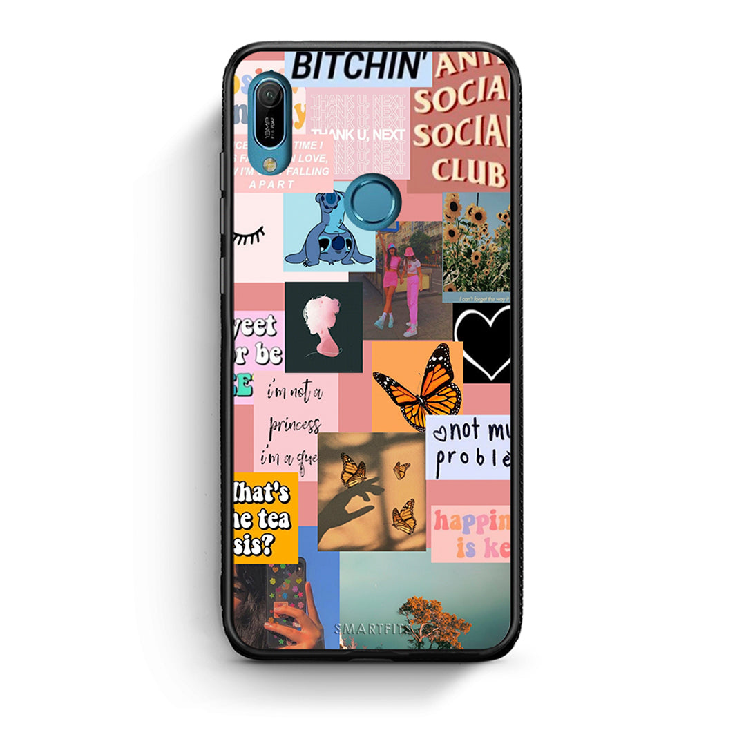 Huawei Y6 2019 Collage Bitchin Θήκη Αγίου Βαλεντίνου από τη Smartfits με σχέδιο στο πίσω μέρος και μαύρο περίβλημα | Smartphone case with colorful back and black bezels by Smartfits