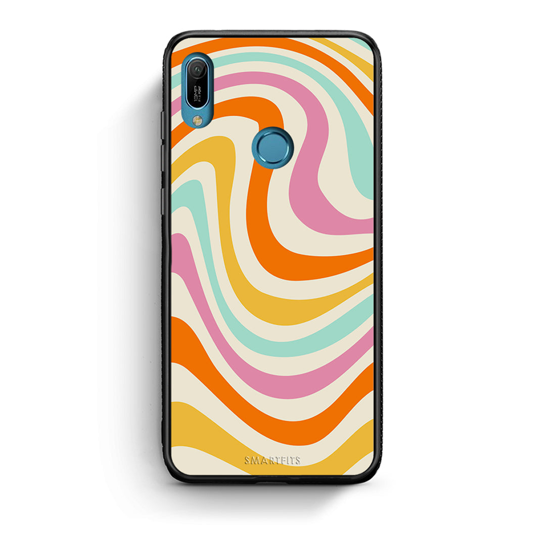 Huawei Y6 2019 Colourful Waves θήκη από τη Smartfits με σχέδιο στο πίσω μέρος και μαύρο περίβλημα | Smartphone case with colorful back and black bezels by Smartfits