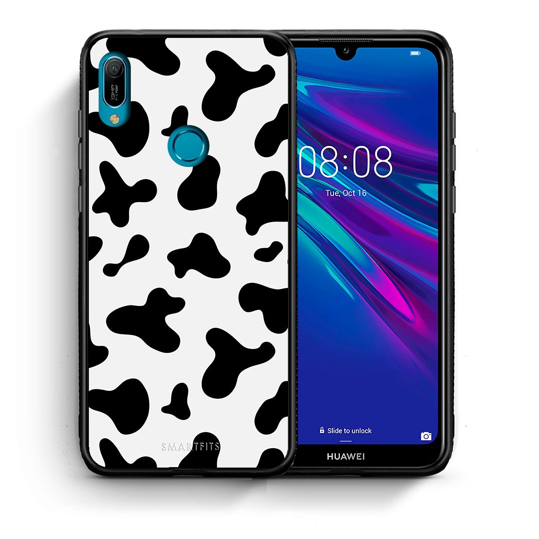 Θήκη Huawei Y6 2019 Cow Print από τη Smartfits με σχέδιο στο πίσω μέρος και μαύρο περίβλημα | Huawei Y6 2019 Cow Print case with colorful back and black bezels