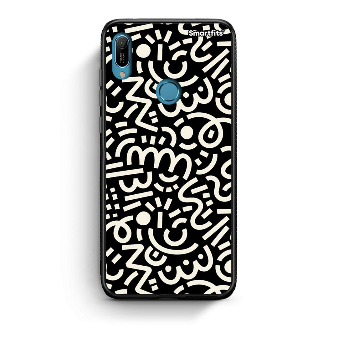 Huawei Y6 2019 Doodle Art Θήκη από τη Smartfits με σχέδιο στο πίσω μέρος και μαύρο περίβλημα | Smartphone case with colorful back and black bezels by Smartfits
