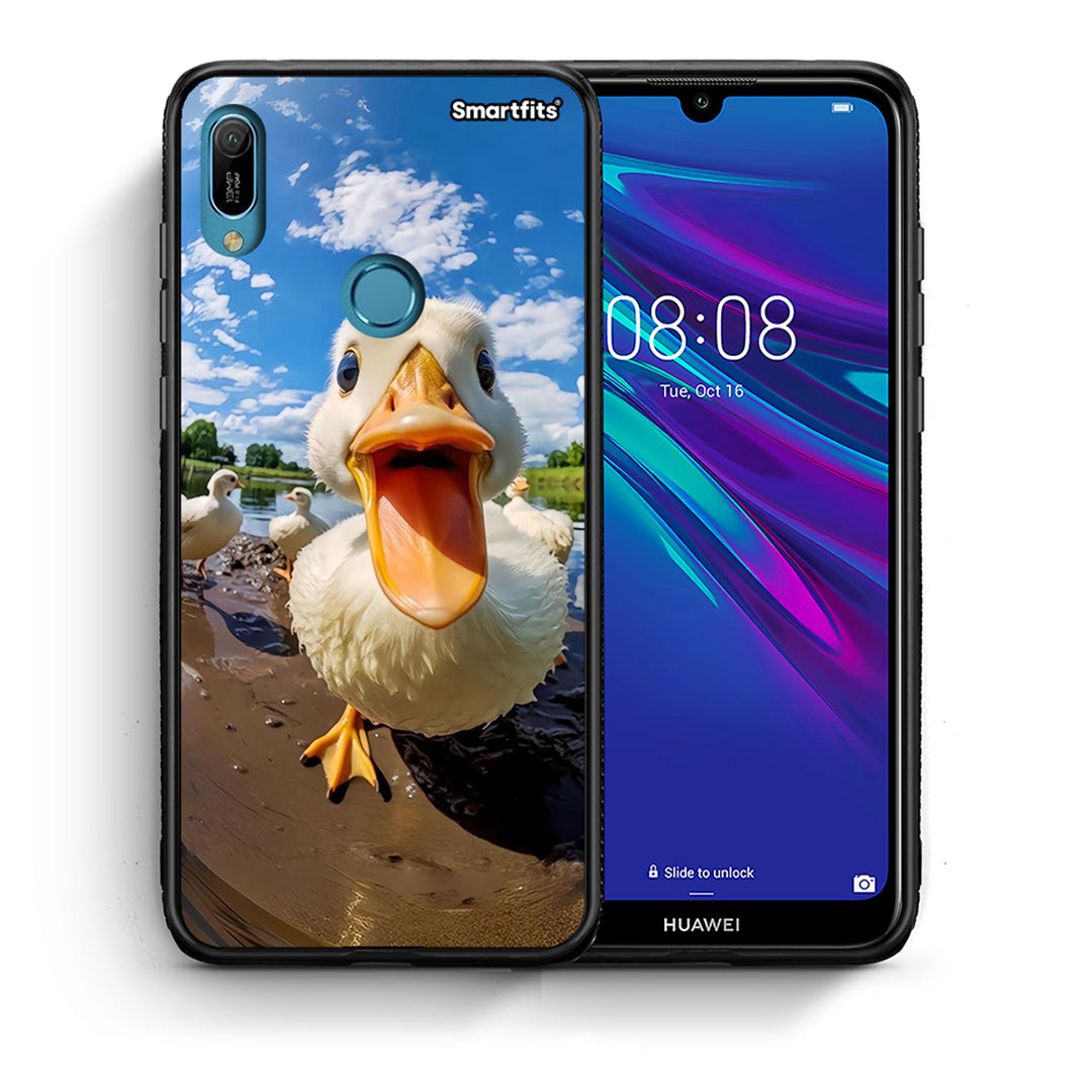 Θήκη Huawei Y6 2019 Duck Face από τη Smartfits με σχέδιο στο πίσω μέρος και μαύρο περίβλημα | Huawei Y6 2019 Duck Face case with colorful back and black bezels