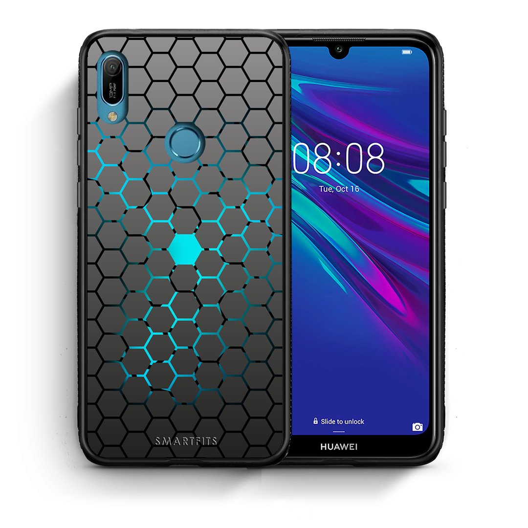 Θήκη Huawei Y6 2019 Hexagonal Geometric από τη Smartfits με σχέδιο στο πίσω μέρος και μαύρο περίβλημα | Huawei Y6 2019 Hexagonal Geometric case with colorful back and black bezels