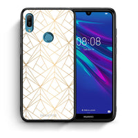 Thumbnail for Θήκη Huawei Y6 2019 Luxury White Geometric από τη Smartfits με σχέδιο στο πίσω μέρος και μαύρο περίβλημα | Huawei Y6 2019 Luxury White Geometric case with colorful back and black bezels