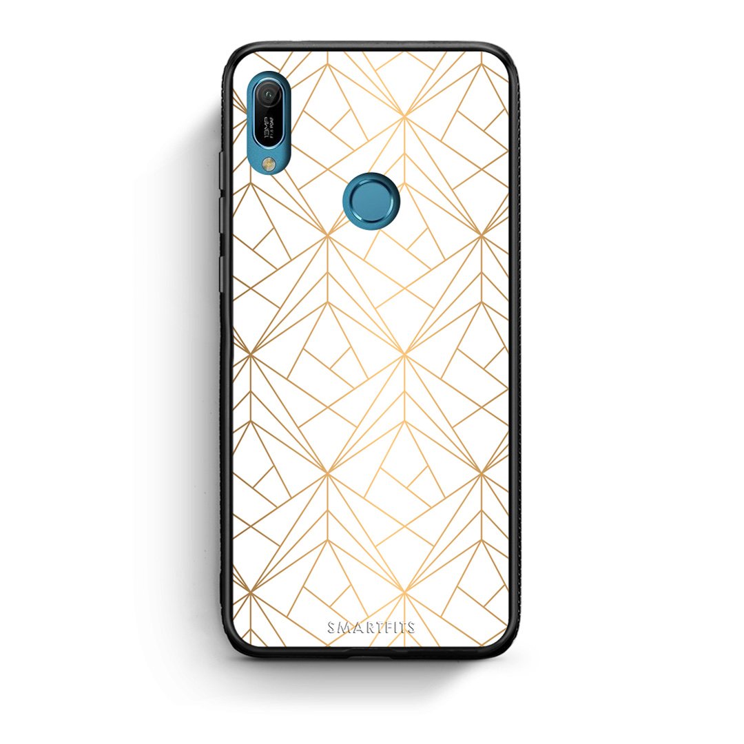 111 - Huawei Y6 2019 Luxury White Geometric case, cover, bumper