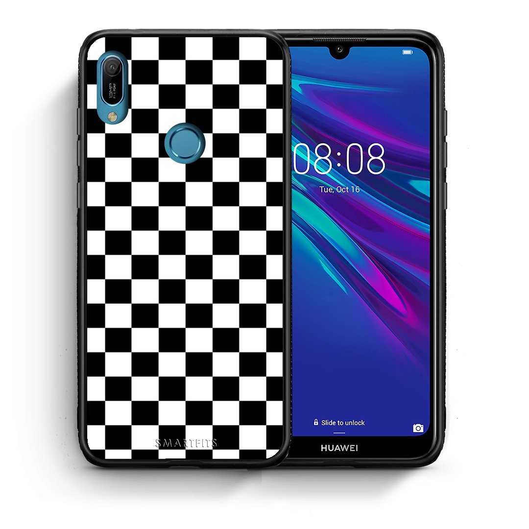 Θήκη Huawei Y6 2019 Squares Geometric από τη Smartfits με σχέδιο στο πίσω μέρος και μαύρο περίβλημα | Huawei Y6 2019 Squares Geometric case with colorful back and black bezels