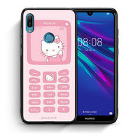 Thumbnail for Θήκη Αγίου Βαλεντίνου Huawei Y6 2019 Hello Kitten από τη Smartfits με σχέδιο στο πίσω μέρος και μαύρο περίβλημα | Huawei Y6 2019 Hello Kitten case with colorful back and black bezels