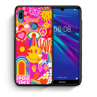 Thumbnail for Θήκη Huawei Y6 2019 Hippie Love από τη Smartfits με σχέδιο στο πίσω μέρος και μαύρο περίβλημα | Huawei Y6 2019 Hippie Love case with colorful back and black bezels
