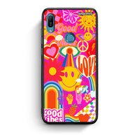 Thumbnail for Huawei Y6 2019 Hippie Love θήκη από τη Smartfits με σχέδιο στο πίσω μέρος και μαύρο περίβλημα | Smartphone case with colorful back and black bezels by Smartfits