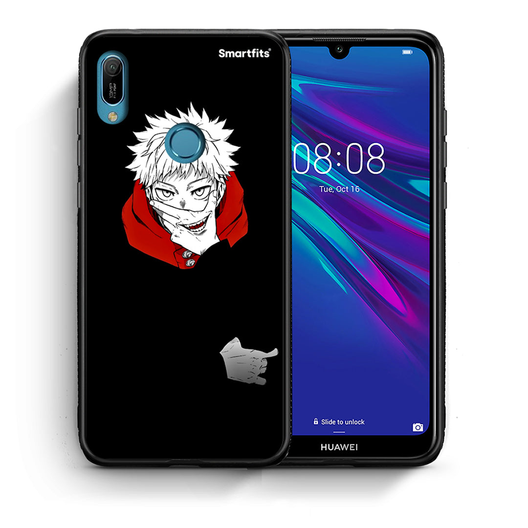 Θήκη Huawei Y6 2019 Itadori Anime από τη Smartfits με σχέδιο στο πίσω μέρος και μαύρο περίβλημα | Huawei Y6 2019 Itadori Anime case with colorful back and black bezels