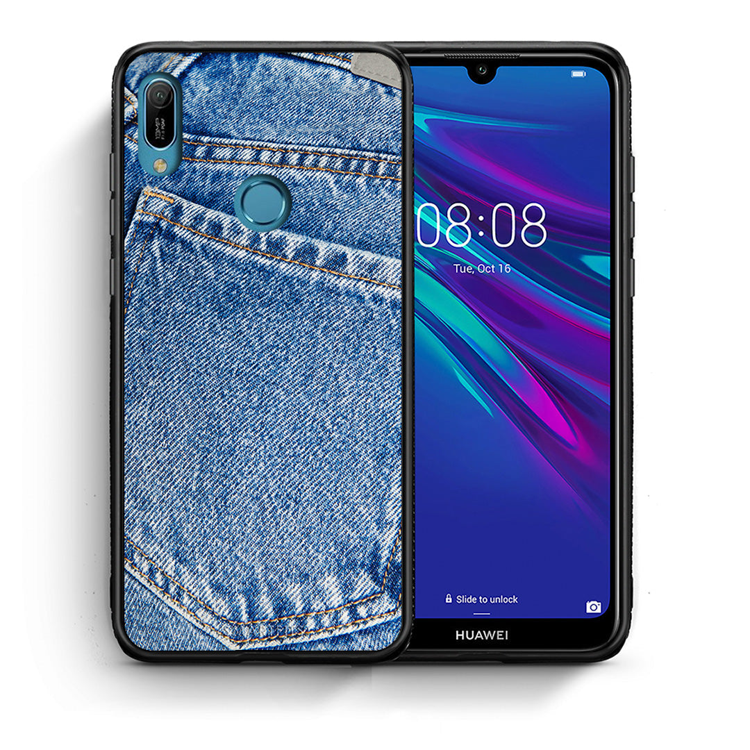 Θήκη Huawei Y6 2019 Jeans Pocket από τη Smartfits με σχέδιο στο πίσω μέρος και μαύρο περίβλημα | Huawei Y6 2019 Jeans Pocket case with colorful back and black bezels