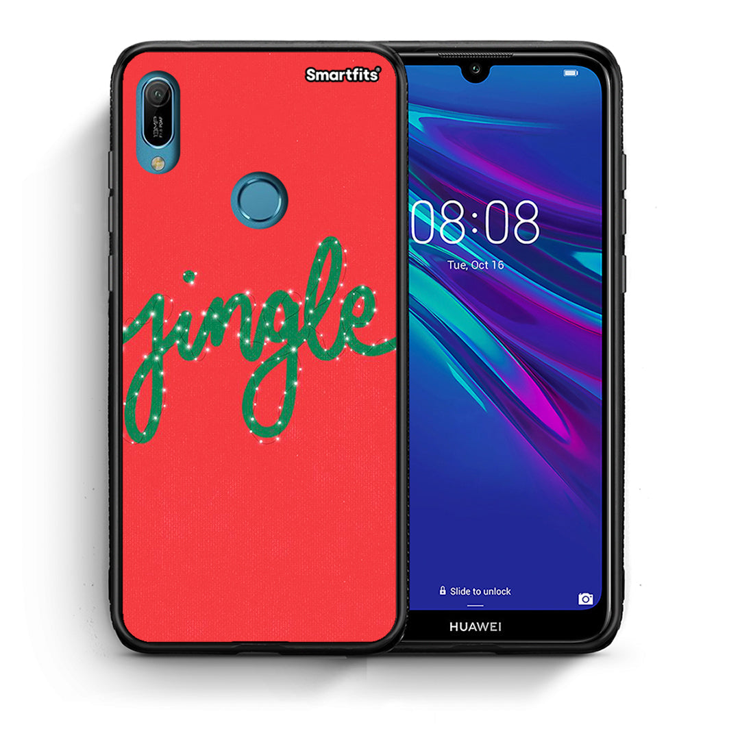 Θήκη Huawei Y6 2019 Jingle Xmas από τη Smartfits με σχέδιο στο πίσω μέρος και μαύρο περίβλημα | Huawei Y6 2019 Jingle Xmas case with colorful back and black bezels