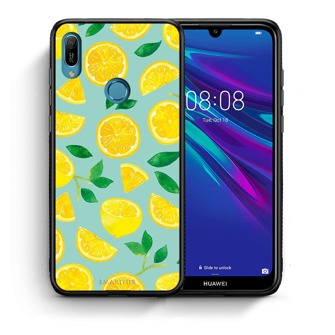 Θήκη Huawei Y6 2019 Lemons από τη Smartfits με σχέδιο στο πίσω μέρος και μαύρο περίβλημα | Huawei Y6 2019 Lemons case with colorful back and black bezels
