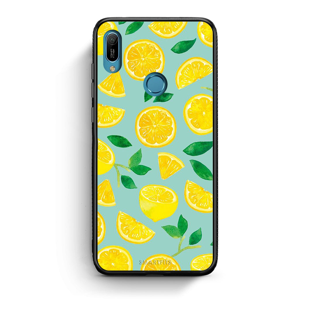 Huawei Y6 2019 Lemons θήκη από τη Smartfits με σχέδιο στο πίσω μέρος και μαύρο περίβλημα | Smartphone case with colorful back and black bezels by Smartfits