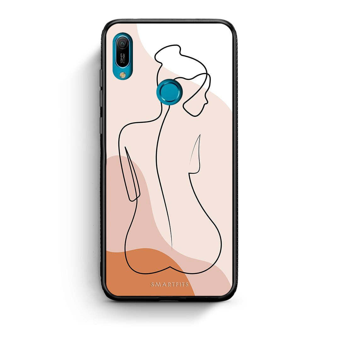 Huawei Y6 2019 LineArt Woman θήκη από τη Smartfits με σχέδιο στο πίσω μέρος και μαύρο περίβλημα | Smartphone case with colorful back and black bezels by Smartfits