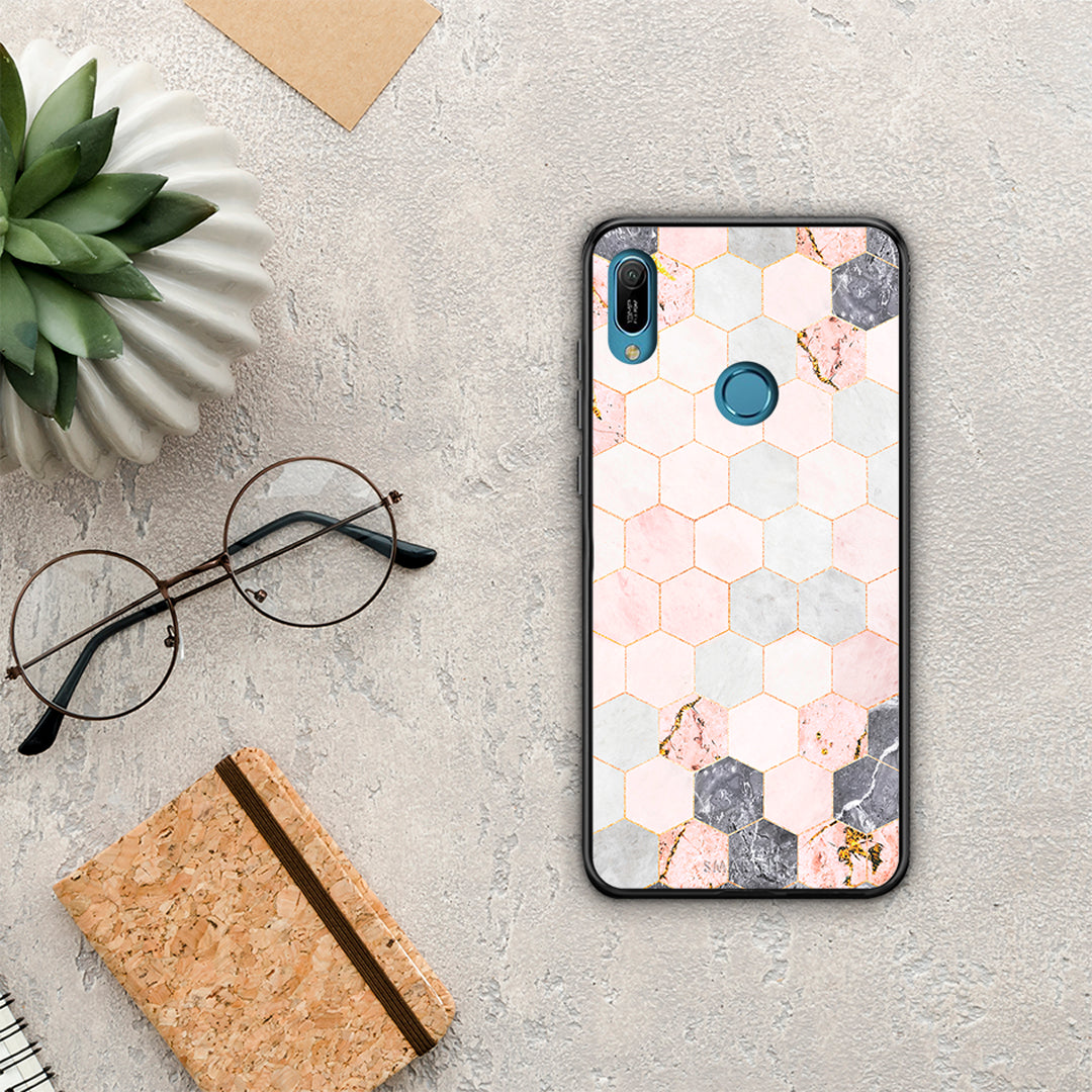 Marble Hexagon Pink - Huawei Y6 2019 case