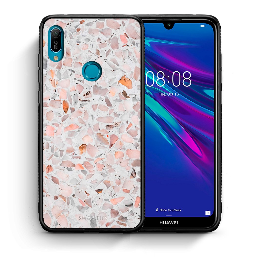 Θήκη Huawei Y6 2019 Marble Terrazzo από τη Smartfits με σχέδιο στο πίσω μέρος και μαύρο περίβλημα | Huawei Y6 2019 Marble Terrazzo case with colorful back and black bezels