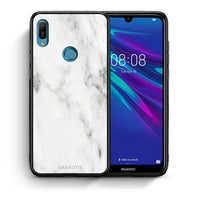 Thumbnail for Θήκη Huawei Y6 2019 White Marble από τη Smartfits με σχέδιο στο πίσω μέρος και μαύρο περίβλημα | Huawei Y6 2019 White Marble case with colorful back and black bezels
