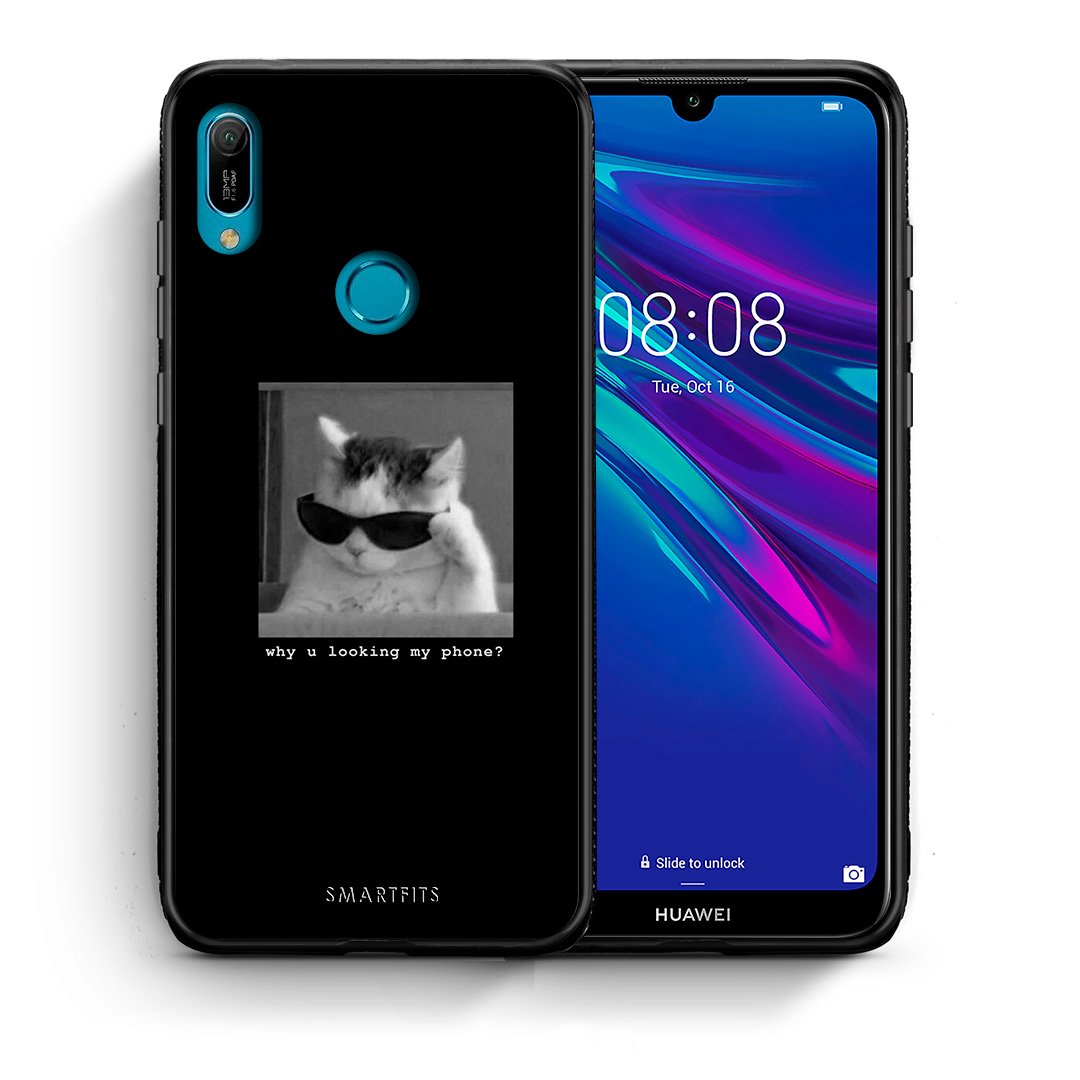 Θήκη Huawei Y6 2019 Meme Cat από τη Smartfits με σχέδιο στο πίσω μέρος και μαύρο περίβλημα | Huawei Y6 2019 Meme Cat case with colorful back and black bezels