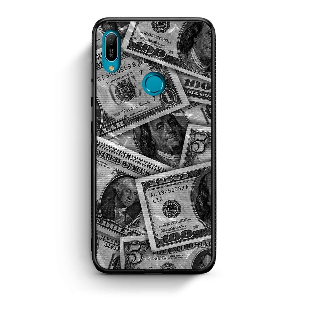 Huawei Y6 2019 Money Dollars θήκη από τη Smartfits με σχέδιο στο πίσω μέρος και μαύρο περίβλημα | Smartphone case with colorful back and black bezels by Smartfits