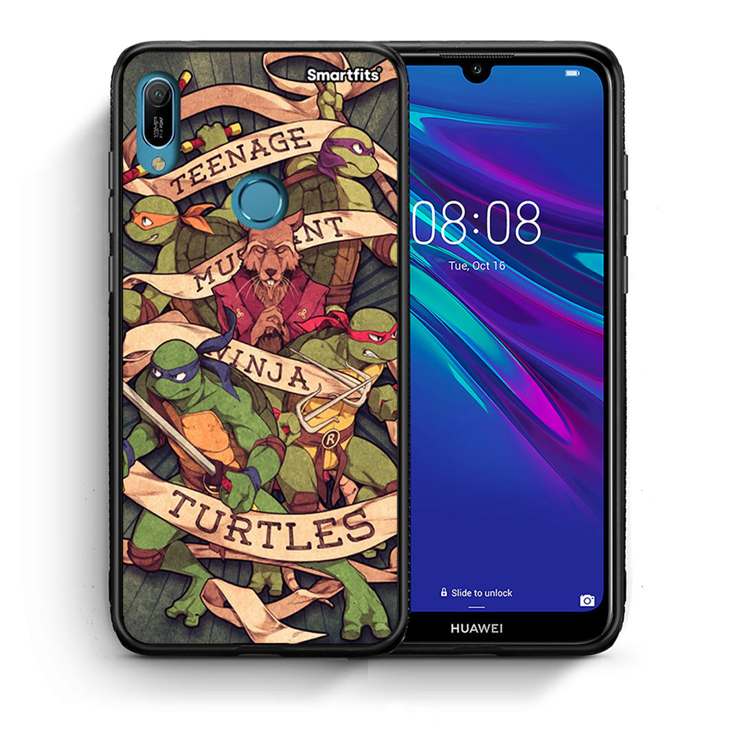 Θήκη Huawei Y6 2019 Ninja Turtles από τη Smartfits με σχέδιο στο πίσω μέρος και μαύρο περίβλημα | Huawei Y6 2019 Ninja Turtles case with colorful back and black bezels