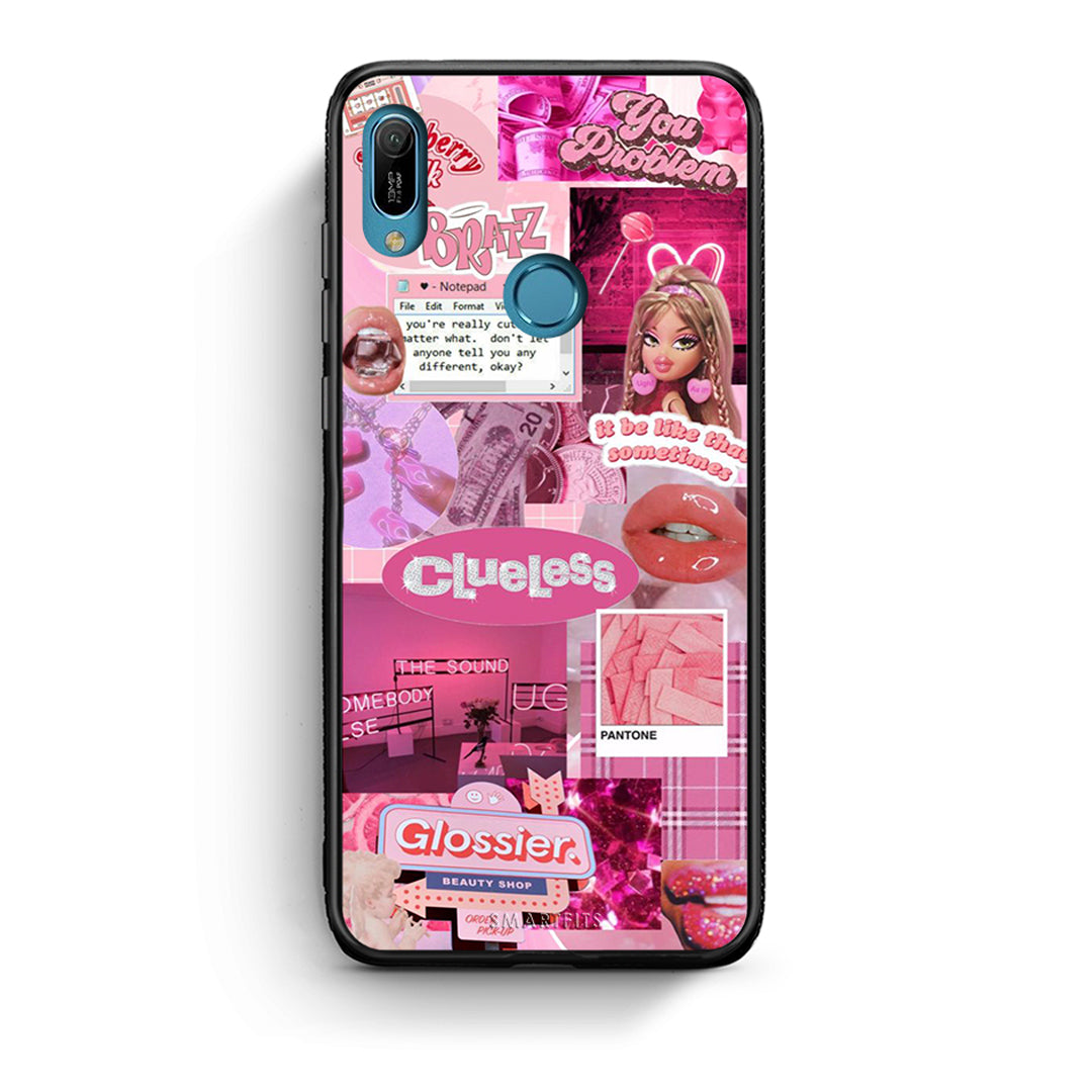 Huawei Y6 2019 Pink Love Θήκη Αγίου Βαλεντίνου από τη Smartfits με σχέδιο στο πίσω μέρος και μαύρο περίβλημα | Smartphone case with colorful back and black bezels by Smartfits