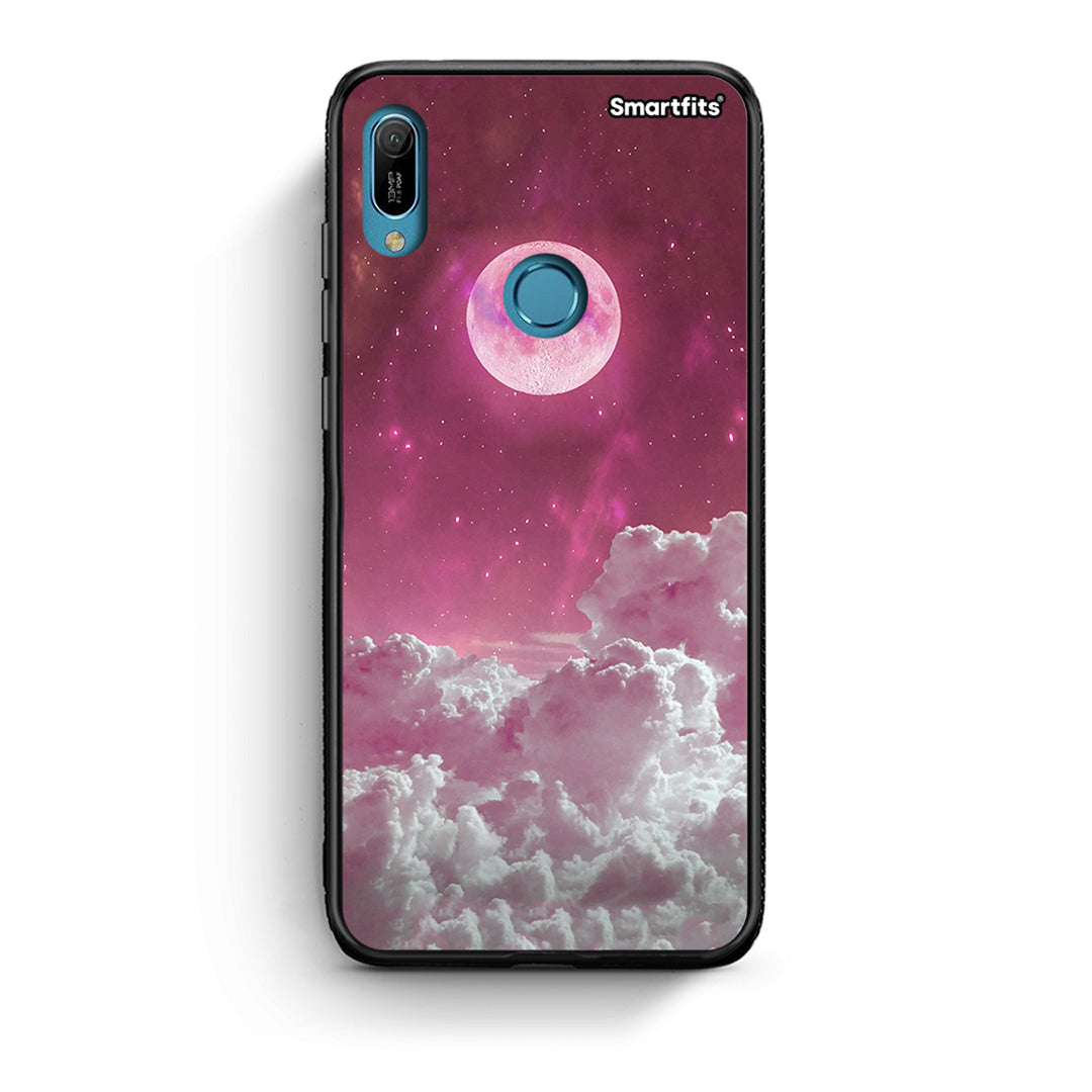 Huawei Y6 2019 Pink Moon Θήκη από τη Smartfits με σχέδιο στο πίσω μέρος και μαύρο περίβλημα | Smartphone case with colorful back and black bezels by Smartfits