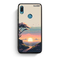 Thumbnail for Huawei Y6 2019 Pixel Sunset Θήκη από τη Smartfits με σχέδιο στο πίσω μέρος και μαύρο περίβλημα | Smartphone case with colorful back and black bezels by Smartfits