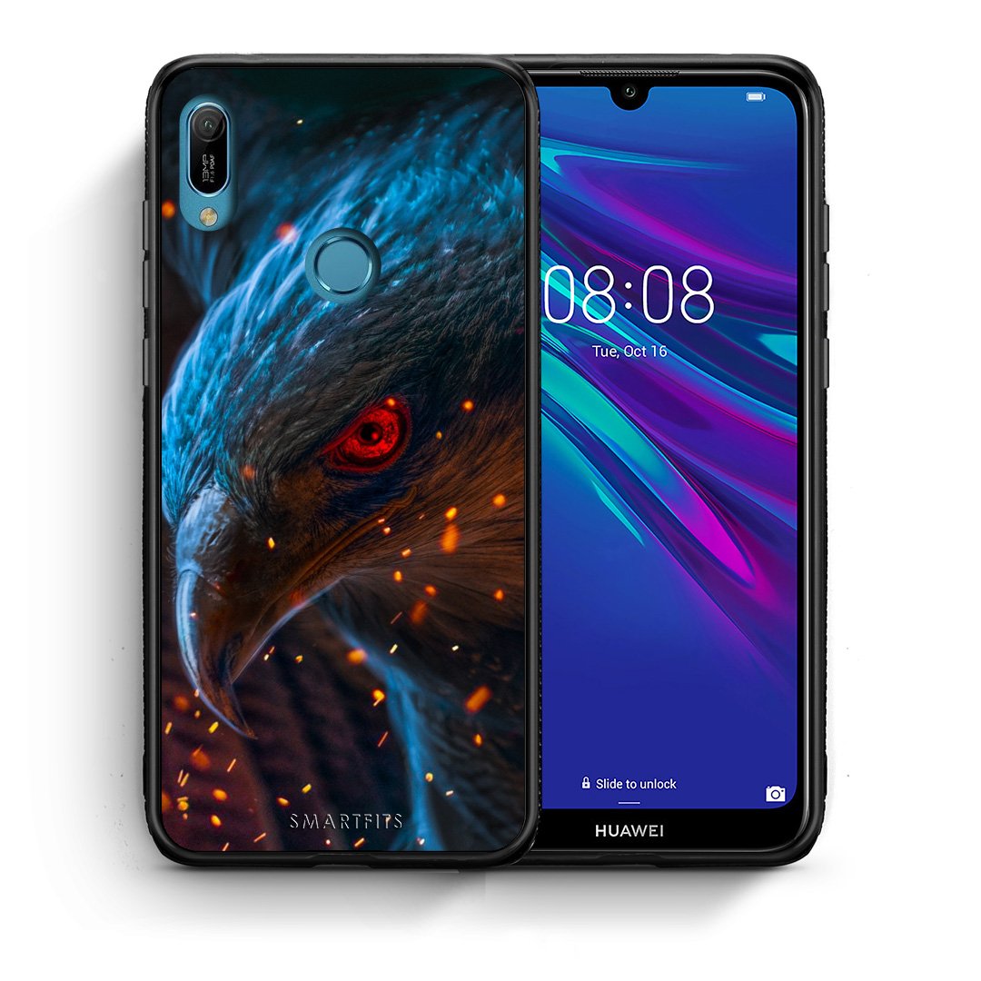 Θήκη Huawei Y6 2019 Eagle PopArt από τη Smartfits με σχέδιο στο πίσω μέρος και μαύρο περίβλημα | Huawei Y6 2019 Eagle PopArt case with colorful back and black bezels