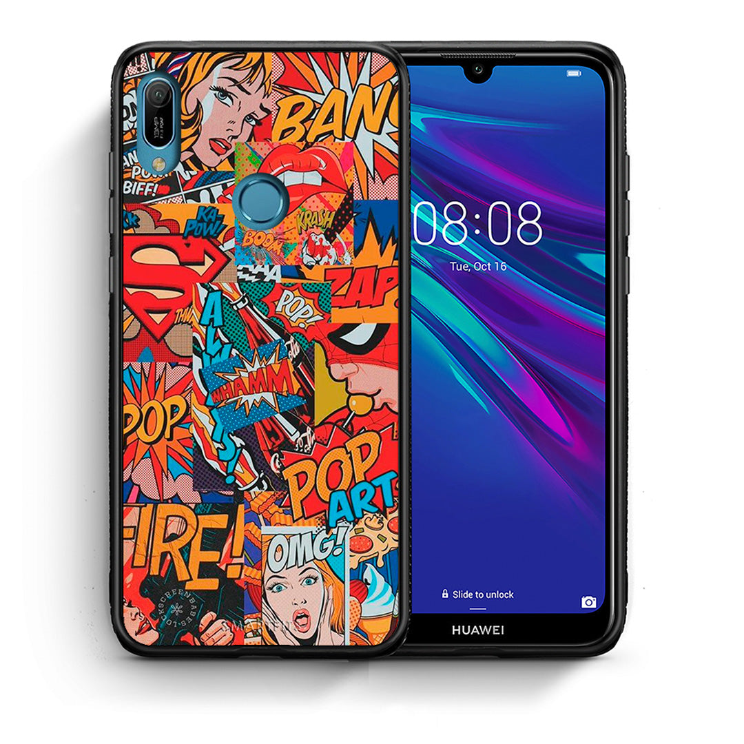 Θήκη Huawei Y6 2019 PopArt OMG από τη Smartfits με σχέδιο στο πίσω μέρος και μαύρο περίβλημα | Huawei Y6 2019 PopArt OMG case with colorful back and black bezels