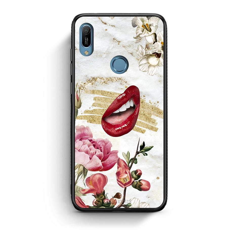 Huawei Y6 2019 Red Lips θήκη από τη Smartfits με σχέδιο στο πίσω μέρος και μαύρο περίβλημα | Smartphone case with colorful back and black bezels by Smartfits