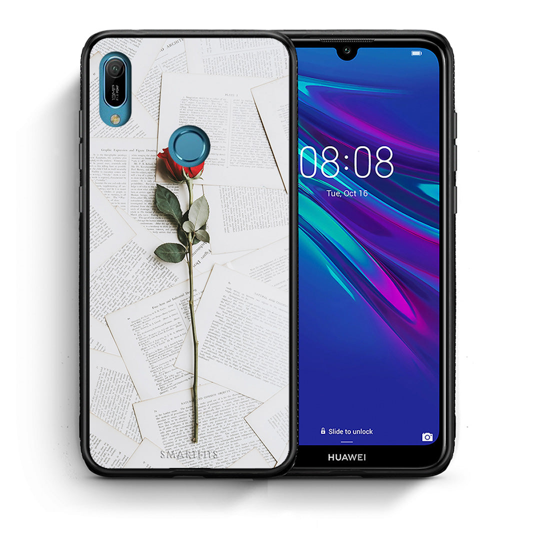 Θήκη Huawei Y6 2019 Red Rose από τη Smartfits με σχέδιο στο πίσω μέρος και μαύρο περίβλημα | Huawei Y6 2019 Red Rose case with colorful back and black bezels