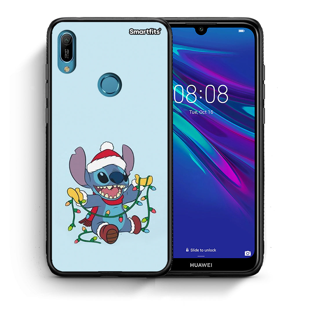 Θήκη Huawei Y6 2019 Santa Stich από τη Smartfits με σχέδιο στο πίσω μέρος και μαύρο περίβλημα | Huawei Y6 2019 Santa Stich case with colorful back and black bezels