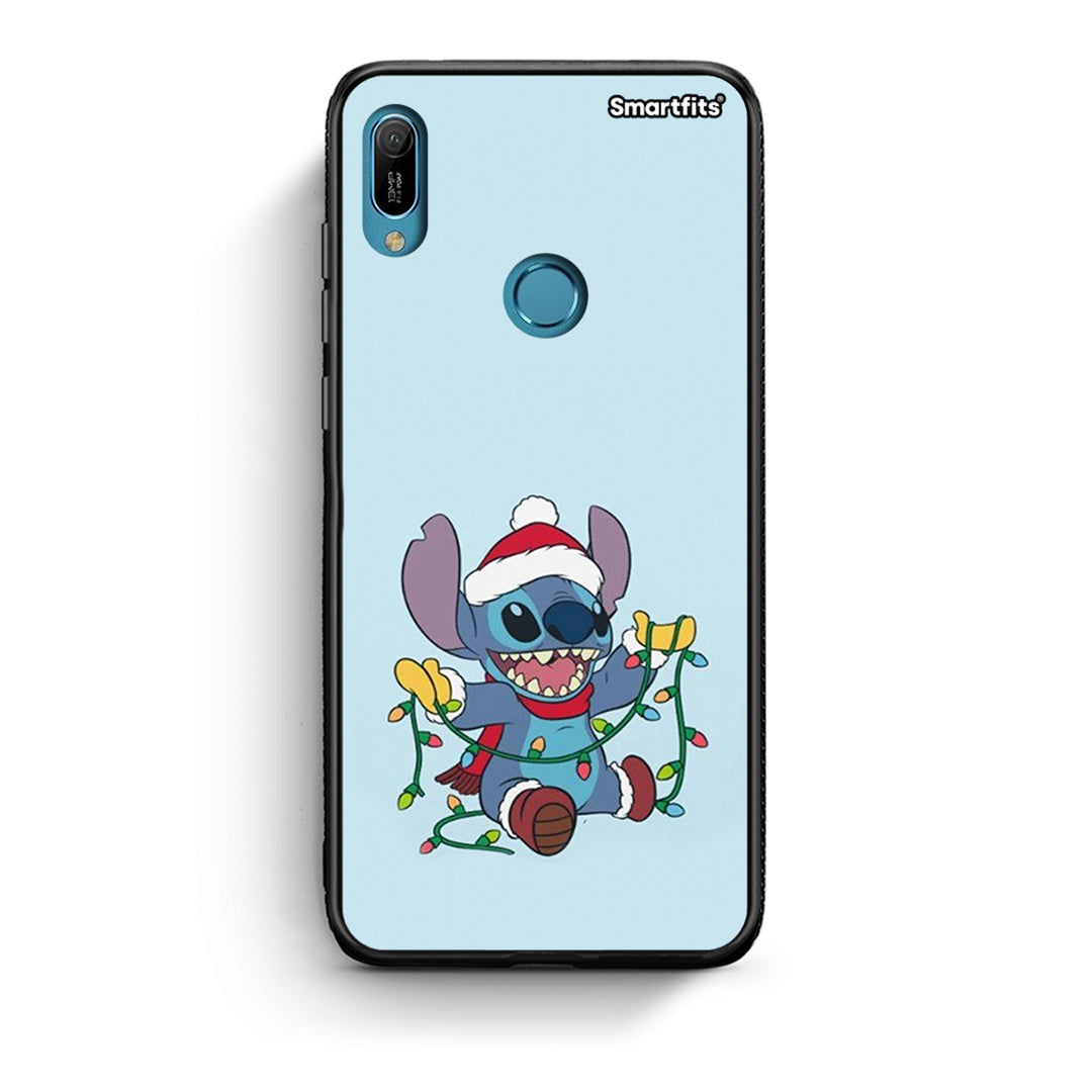 Huawei Y6 2019 Santa Stich θήκη από τη Smartfits με σχέδιο στο πίσω μέρος και μαύρο περίβλημα | Smartphone case with colorful back and black bezels by Smartfits