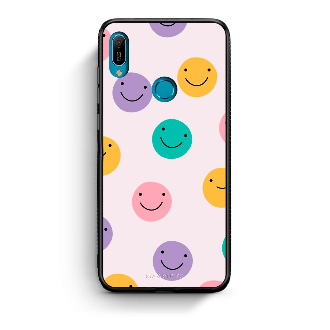 Huawei Y6 2019 Smiley Faces θήκη από τη Smartfits με σχέδιο στο πίσω μέρος και μαύρο περίβλημα | Smartphone case with colorful back and black bezels by Smartfits