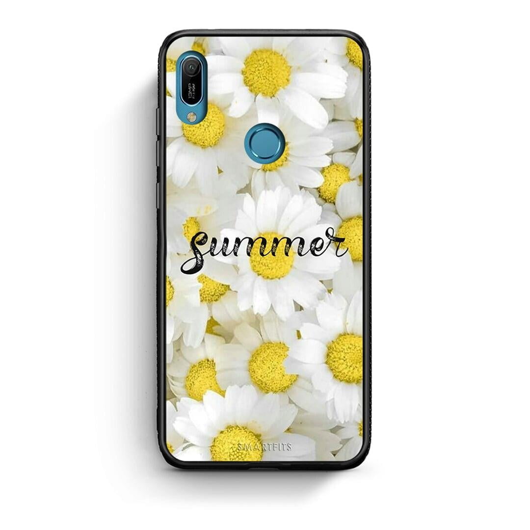 Huawei Y6 2019 Summer Daisies Θήκη από τη Smartfits με σχέδιο στο πίσω μέρος και μαύρο περίβλημα | Smartphone case with colorful back and black bezels by Smartfits