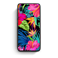 Thumbnail for Huawei Y6 2019 Tropical Flowers θήκη από τη Smartfits με σχέδιο στο πίσω μέρος και μαύρο περίβλημα | Smartphone case with colorful back and black bezels by Smartfits