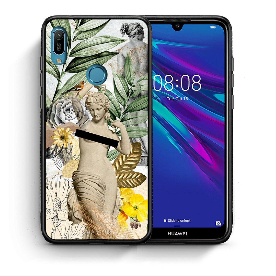 Θήκη Huawei Y6 2019 Woman Statue από τη Smartfits με σχέδιο στο πίσω μέρος και μαύρο περίβλημα | Huawei Y6 2019 Woman Statue case with colorful back and black bezels